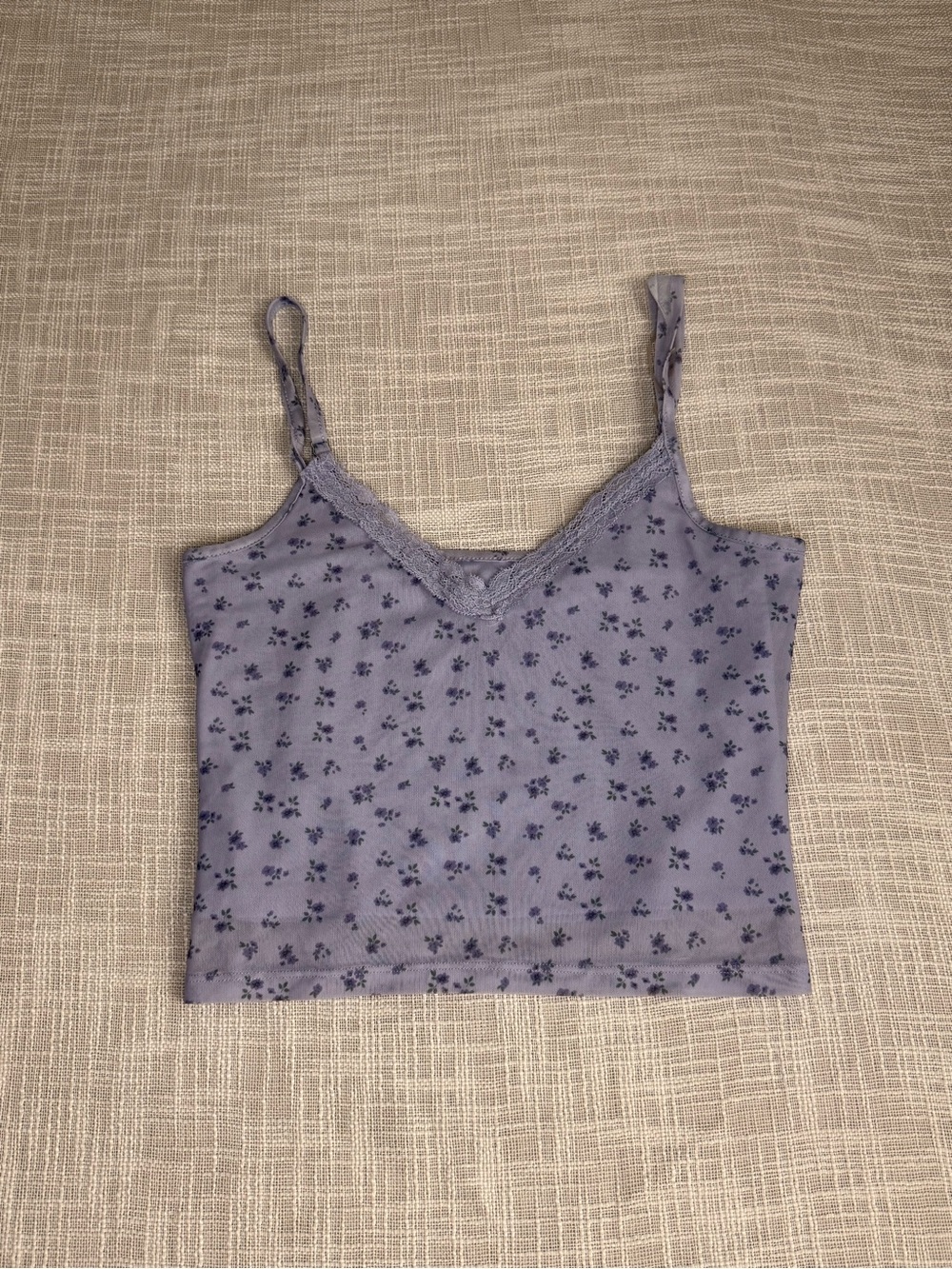 Hollister Lavender Floral Lace Trim Cami XS Y2K Coquette Fairycore